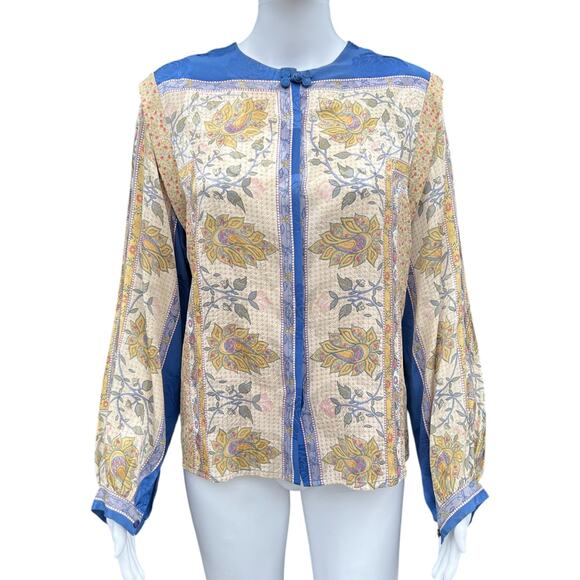 Vintage The Silk Farm Abstract Floral Longsleeve Blouse Women’s 8 100% Silk - Picture 1 of 6